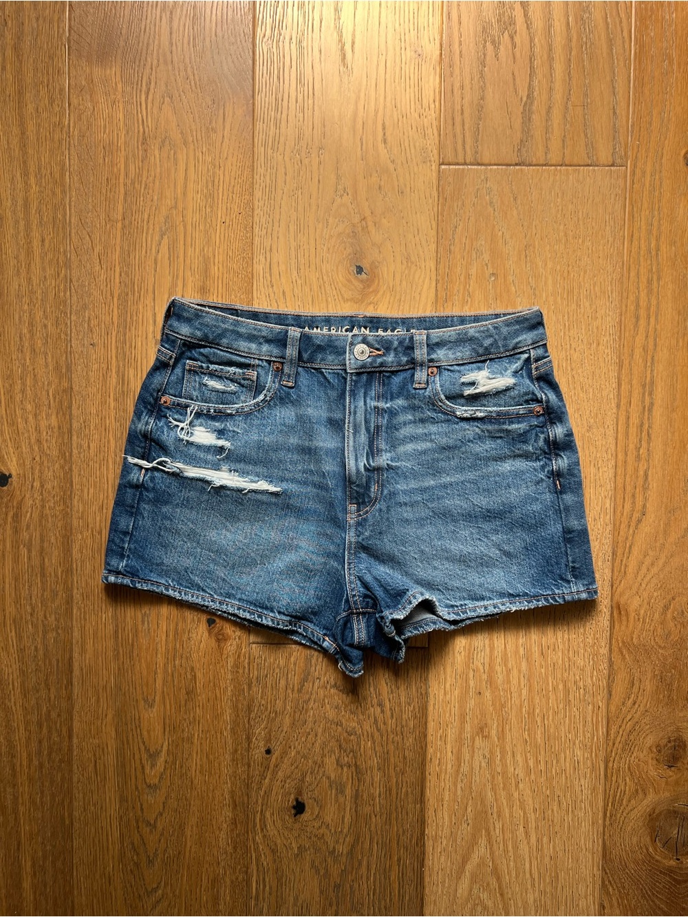 American Eagle Outfitters Blue Distressed Jean Shorts